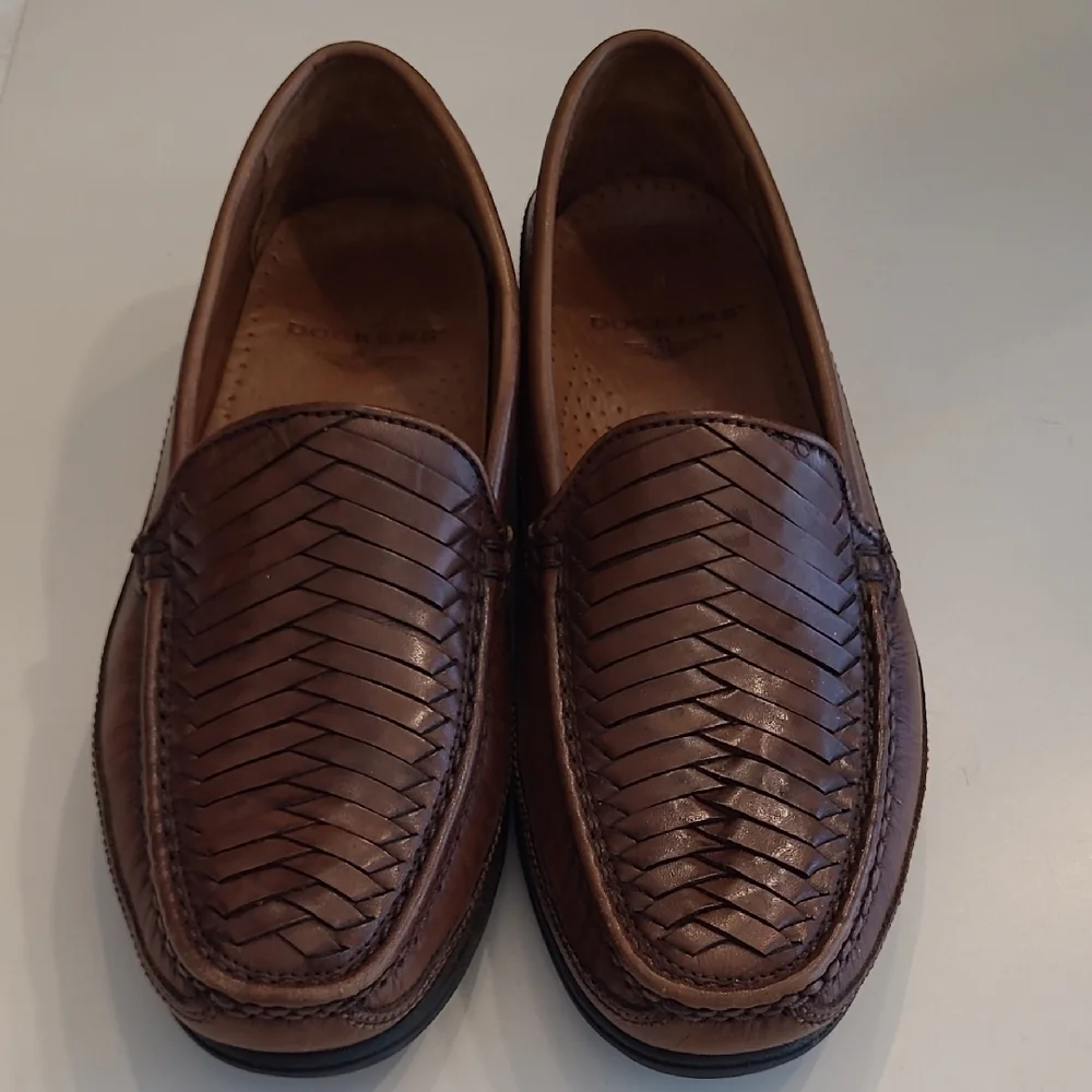 Dockers Basket Woven Leather Slip-On Classic Slide in Embossed Penny Loafer